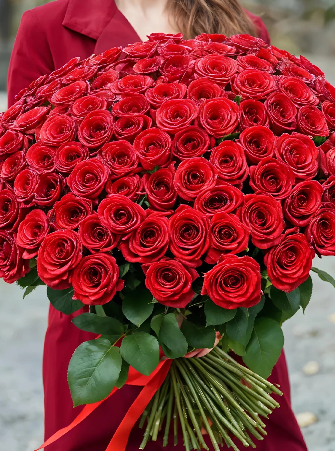 41 Tane Büyük Boy Kırmızı Gül Buketi