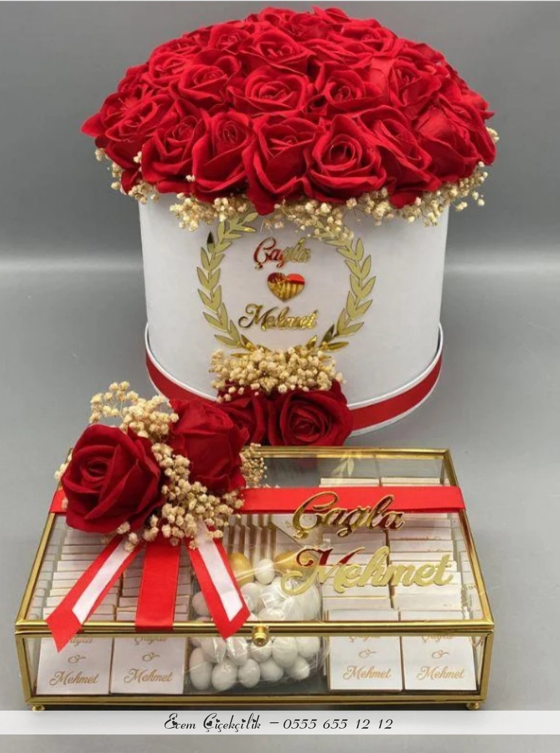 Beyaz İsteme Kutusu Ve 100 Adet Baskılı Çi̇kolata