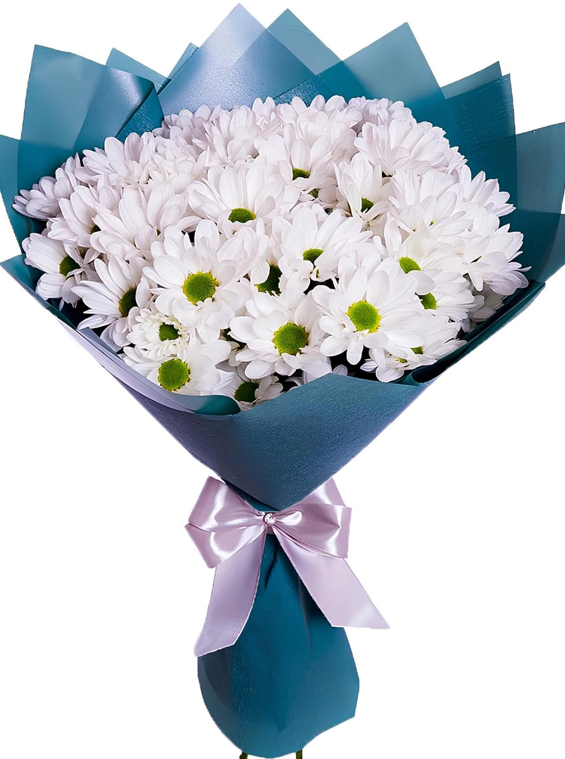 Mavi Kağıtta Papatya Buketi