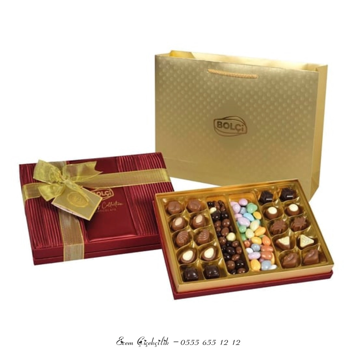 Saten Bordo Hediye Çikolata Kutu 500G