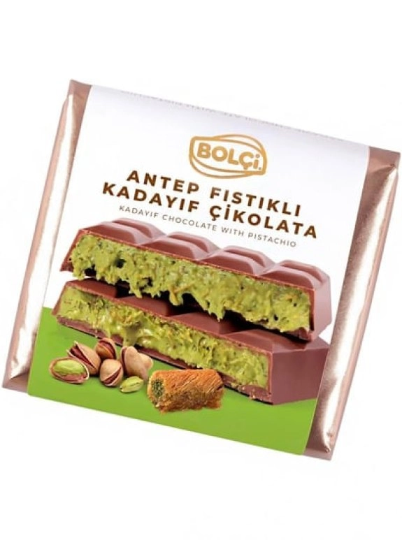 Antep Fıstıklı Kadayıf Dolgulu Sütlü Çikolata