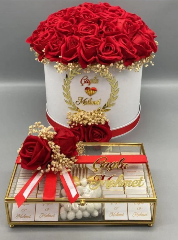 Beyaz İsteme Kutusu Ve 100 Adet Baskılı Çi̇kolata