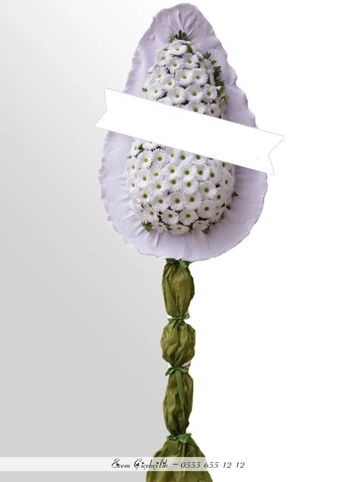 Yapay Beyaz Gerbera Çelenk